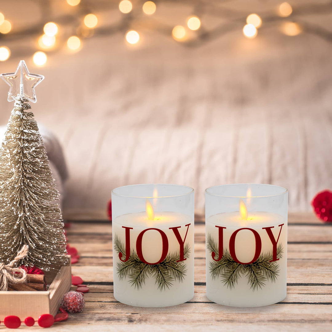 Battery Operated LED Glass Candles - JOY (set of 2)
