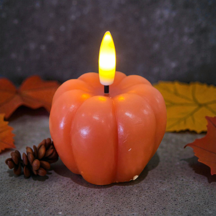 Mini pumpkin Realistic Flame 2in H Set of 2