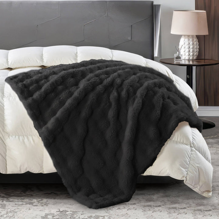 "Black Bear" Faux Fur Plush Throw Blanket - 50"x70"