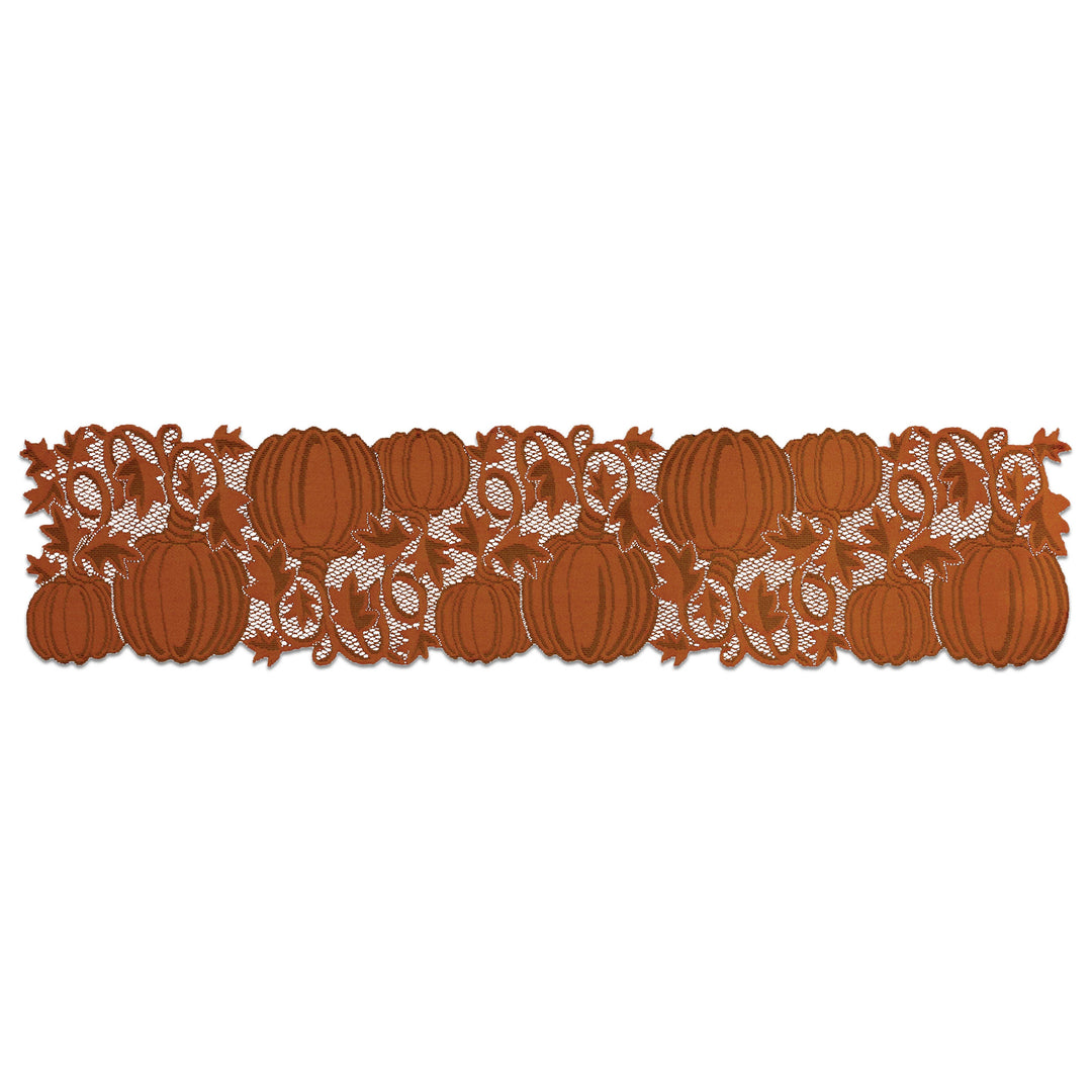 Pumpkin Vine 14x60 Orange Lace Table Runner