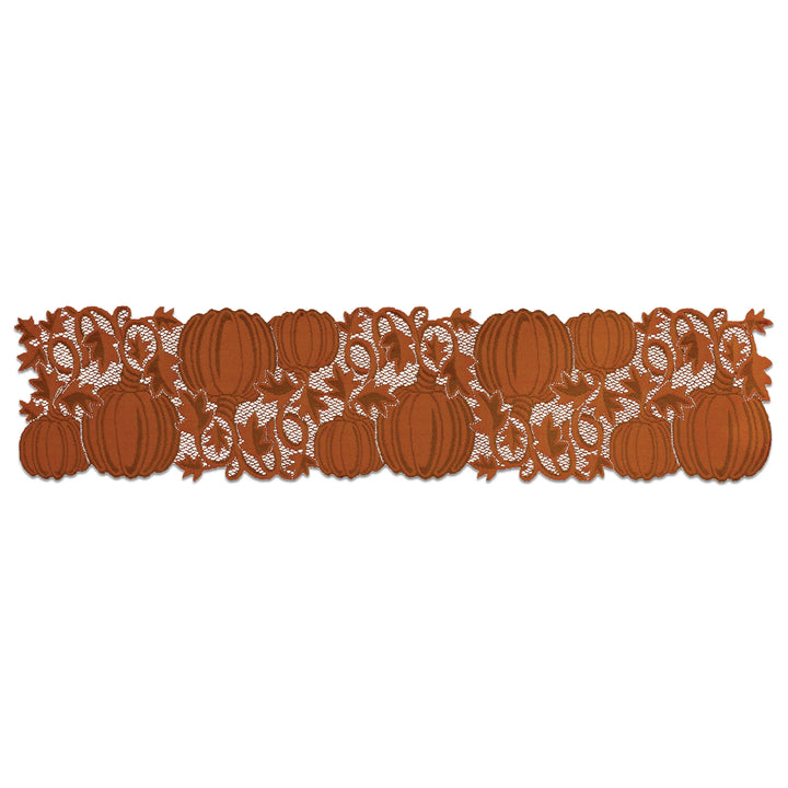Pumpkin Vine 14x60 Orange Lace Table Runner