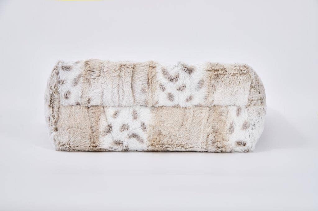 White Leopard Grey Stripe Fur Tote Bag