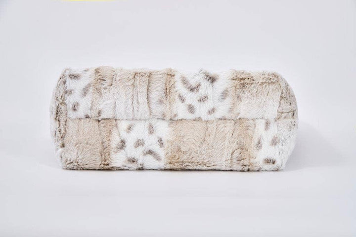 White Leopard Grey Stripe Fur Tote Bag