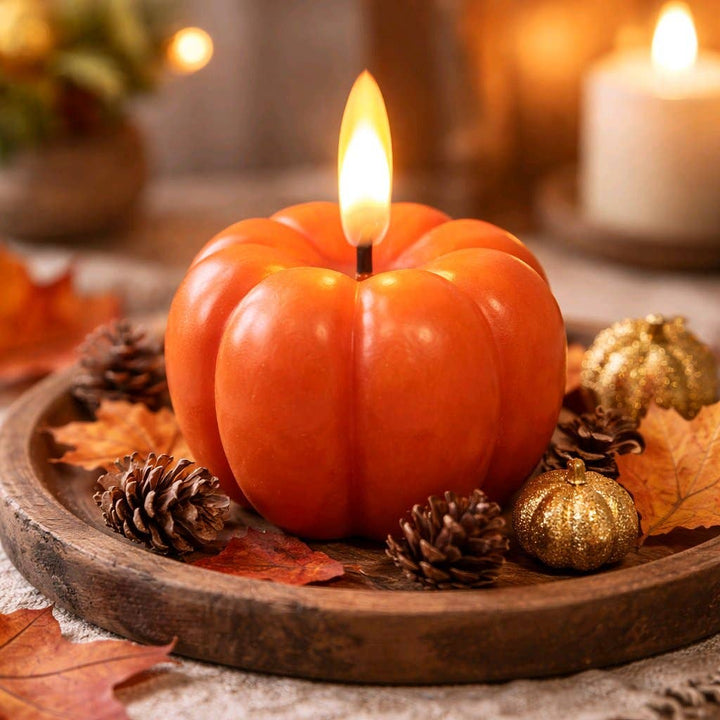 Mini pumpkin Realistic Flame 2in H Set of 2