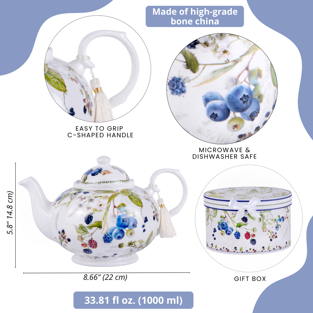 Wild Berries Porcelain Teapot in Gift Box