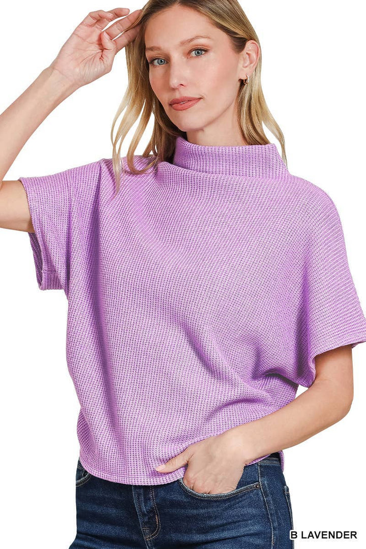 Mock Neck Sweater Side Shirred