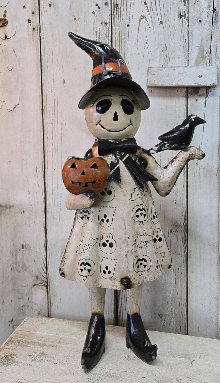 Iron Witch With Pumpkin 11.5x4.25x22in