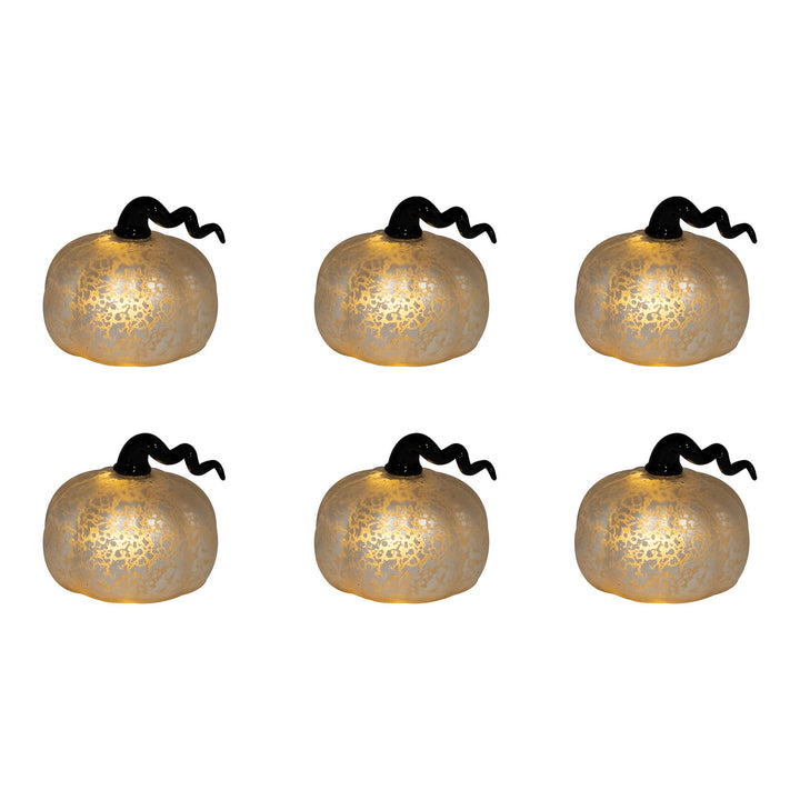 Battery Operated Mini Glass Pumpkins (set of 6)