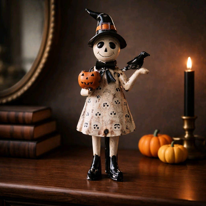 Iron Witch With Pumpkin 11.5x4.25x22in
