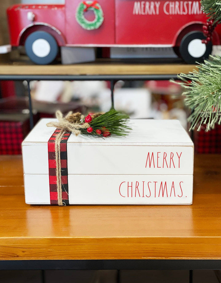 Rae Dunn “Merry Christmas” Wooden Fake Christmas Decor Books