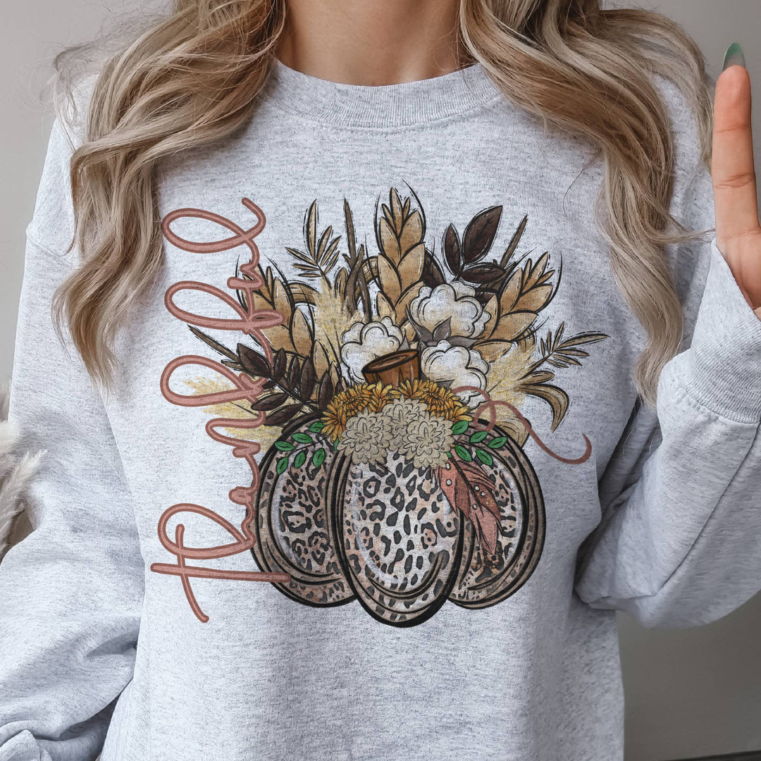 Fall Pumpkin Floral Thankful Vintage Graphic Sweatshirt