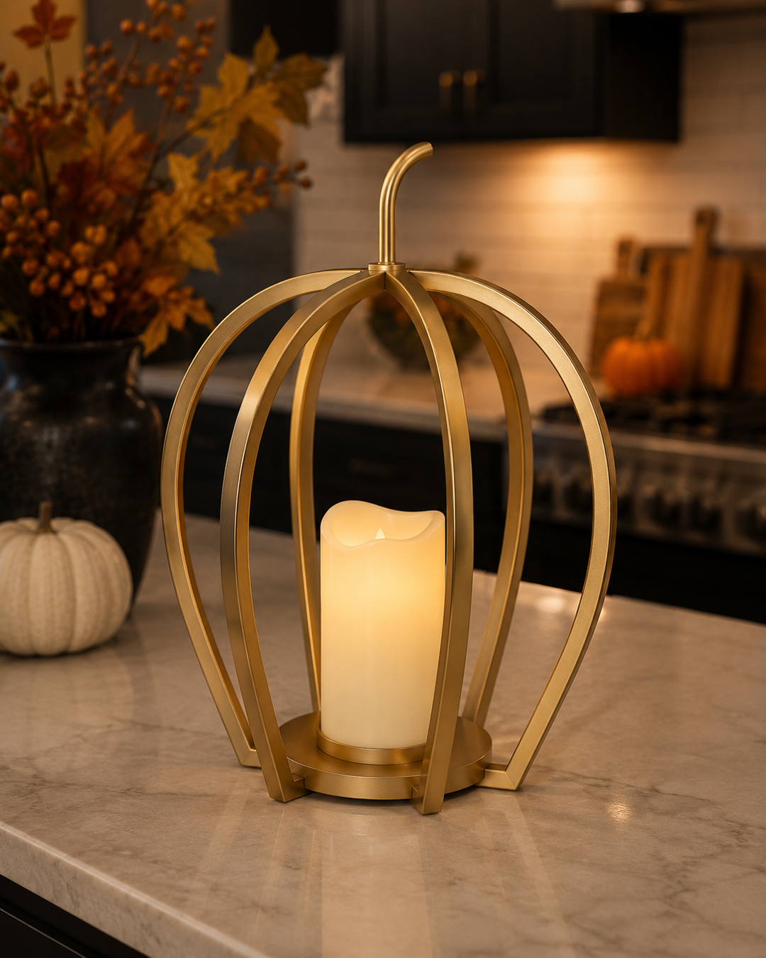 Gold LED Lighted Pumpkin