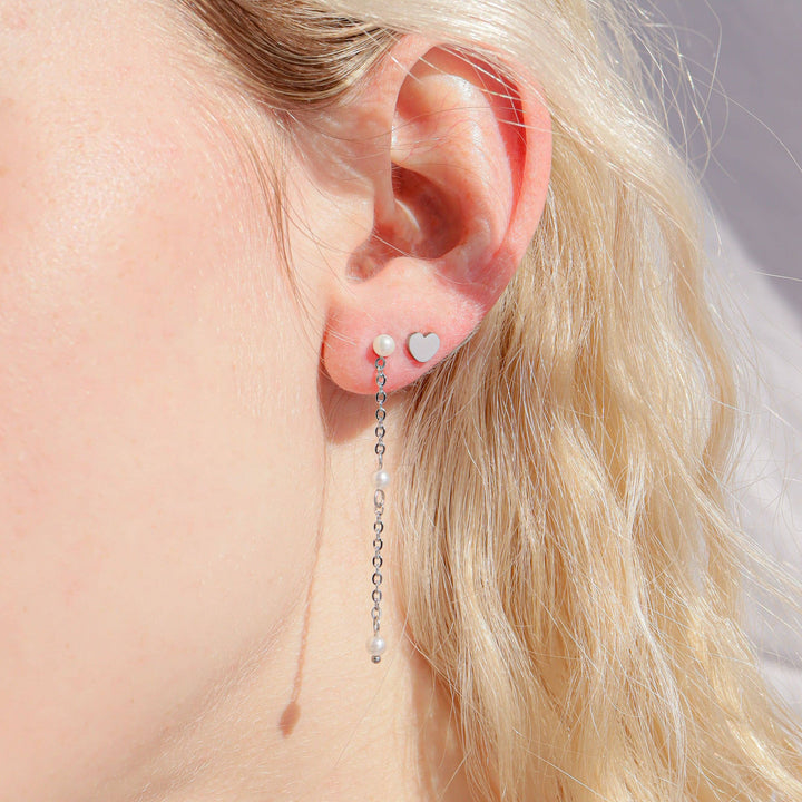 18K Gold PVD Stainless Steel Pearl Chain Dangle Earrings