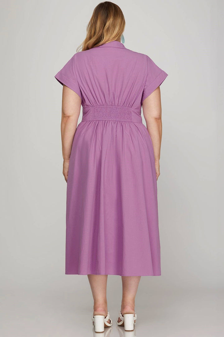 Plus Drop Sleeve Woven Zip up Dress