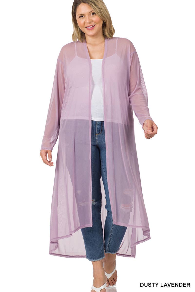 Plus Mesh Open Front Cardigan