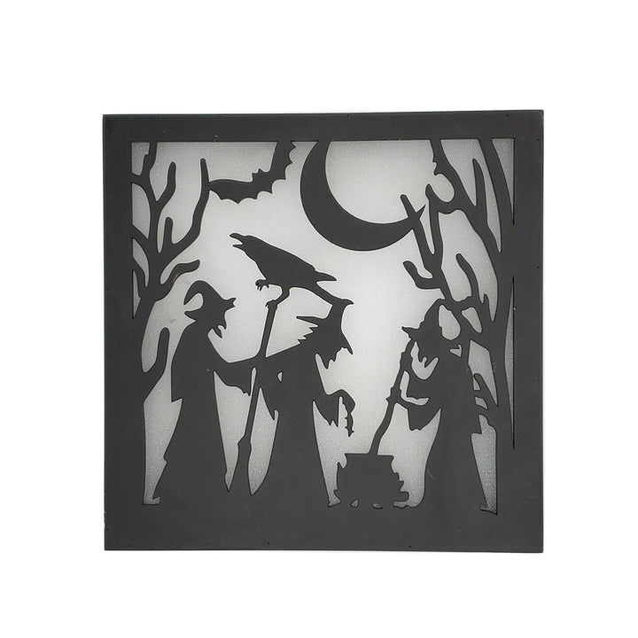 Battery-Operated Lighted Wall Art - Witch&