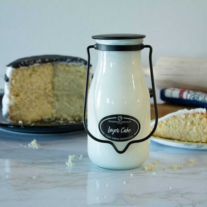 14 oz Milkbottle Candle: Layer Cake