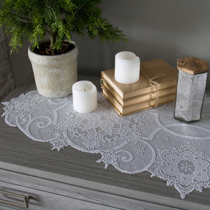Snowflake 19x65 White Lace Table Runner