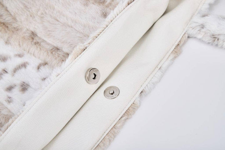White Leopard Grey Stripe Fur Tote Bag