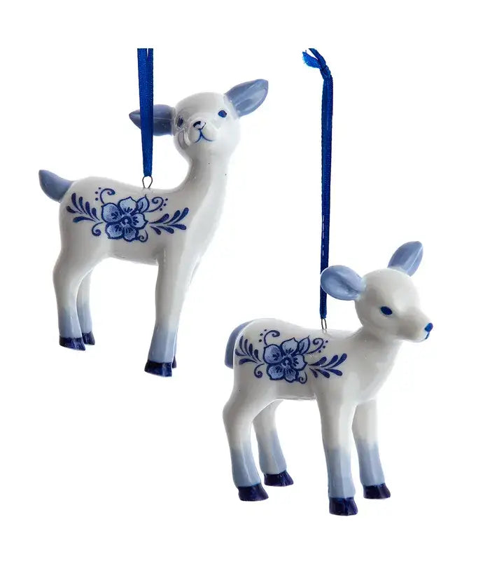 3.25"DELFT BLUE BABY DEER ORNAMENT 2/A