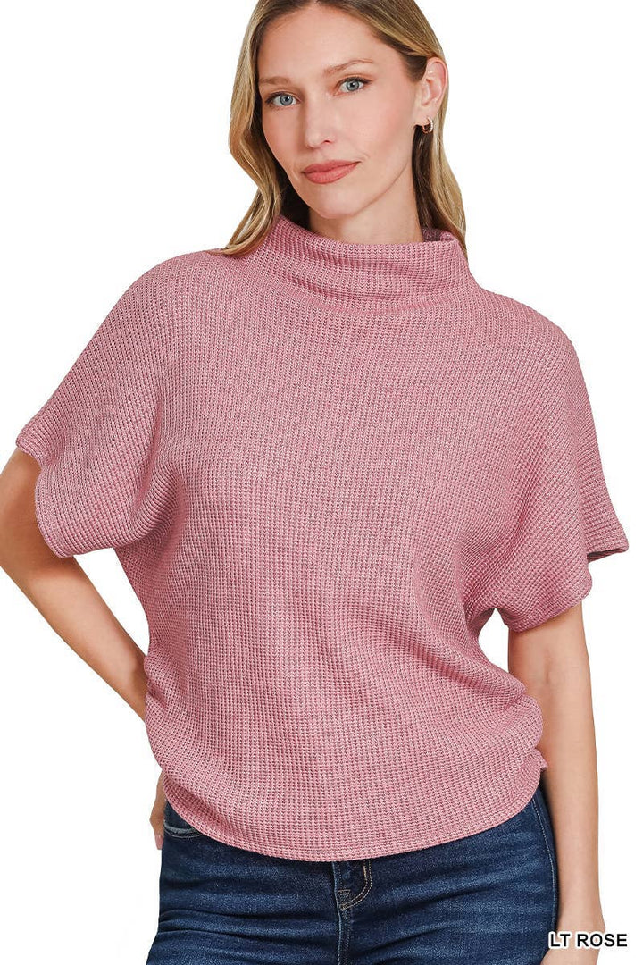 Mock Neck Sweater Side Shirred