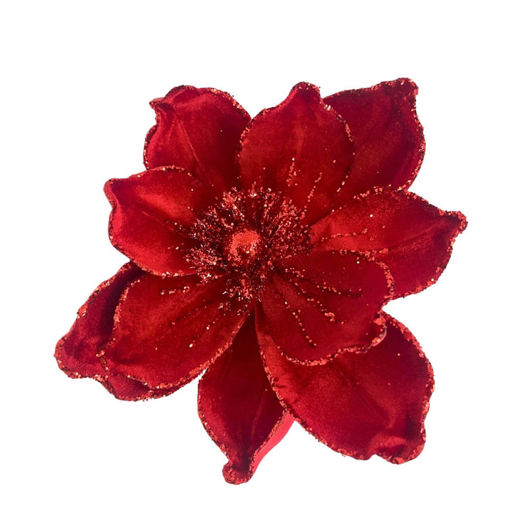 Deep Red Velvet Magnolia Stem 17"