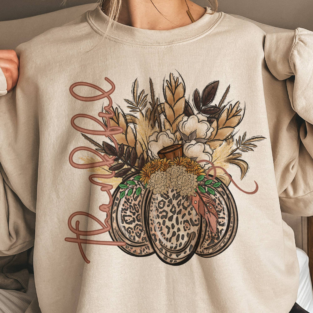 Fall Pumpkin Floral Thankful Vintage Graphic Sweatshirt