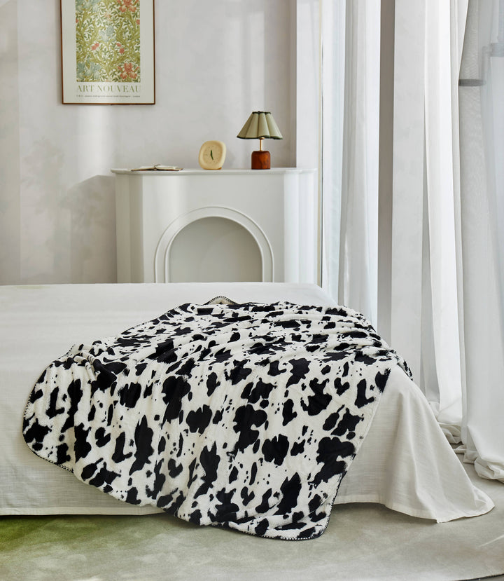 "Cow Skin" Faux Fur Plush Throw Blanket - 50"x70"