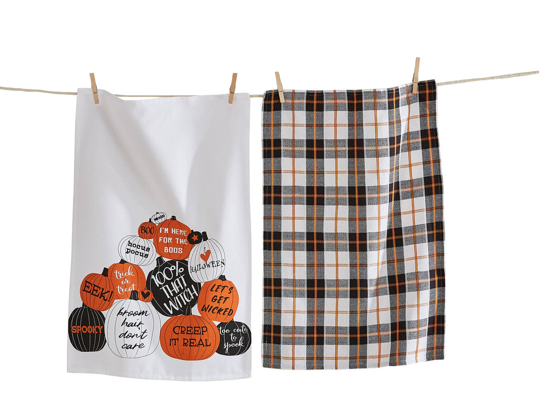 Trick Or Treat Dishtowel Set of 2 Multi Cotton Halloween