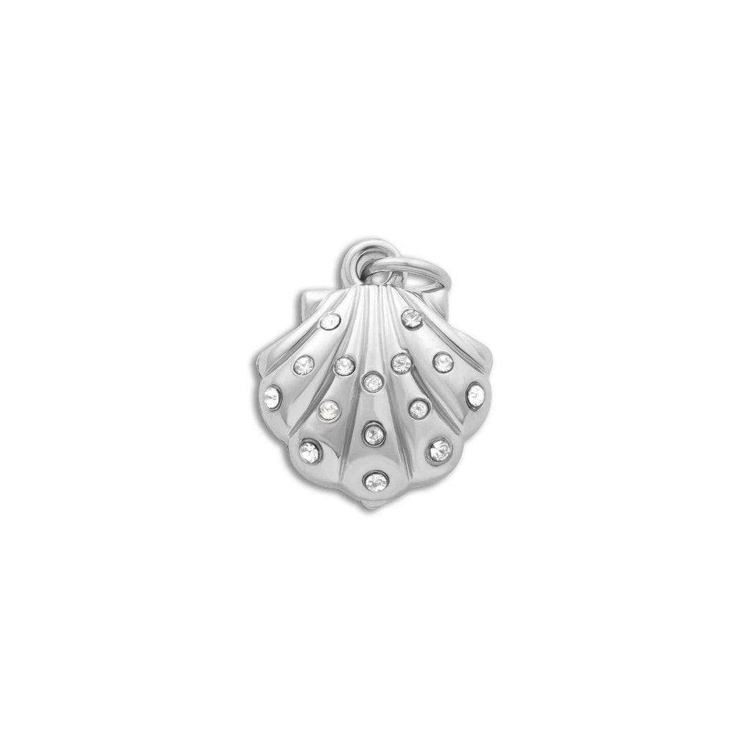 18K Gold PVD Stainless Steel Shell with Stones Charm