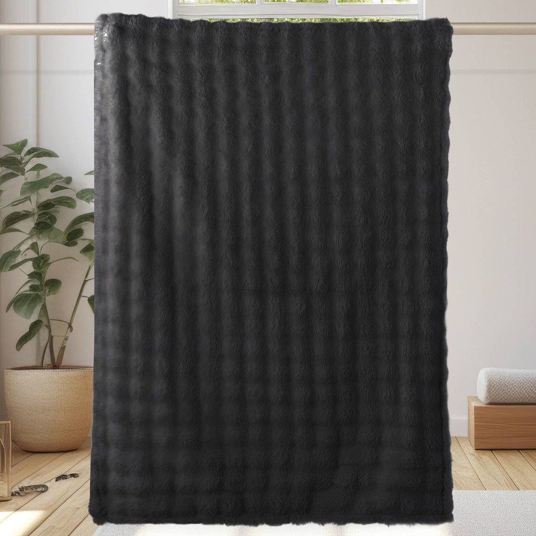 "Black Bear" Faux Fur Plush Throw Blanket - 50"x70"