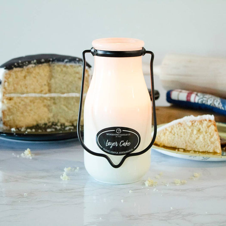 14 oz Milkbottle Candle: Layer Cake