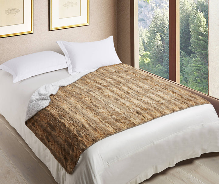 "Cedar Bark" Faux Fur Plush Throw Blanket - 50"x70"
