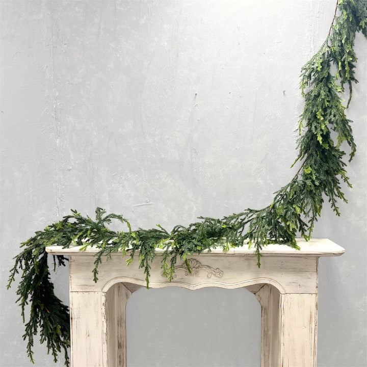 9’ Mini Noble Fir Garland | Faux Christmas Greenery Garland