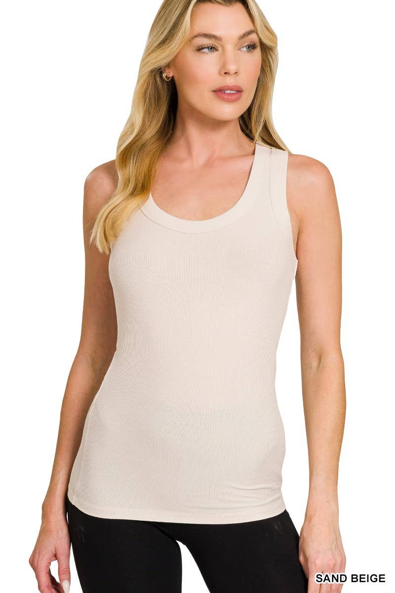 Ribbed Scoop Neck Tank Top
