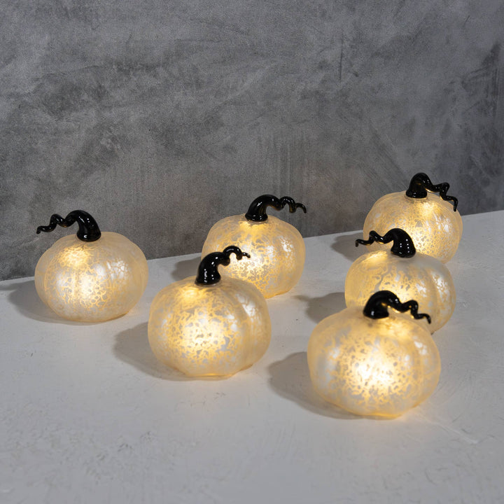 Battery Operated Mini Glass Pumpkins (set of 6)