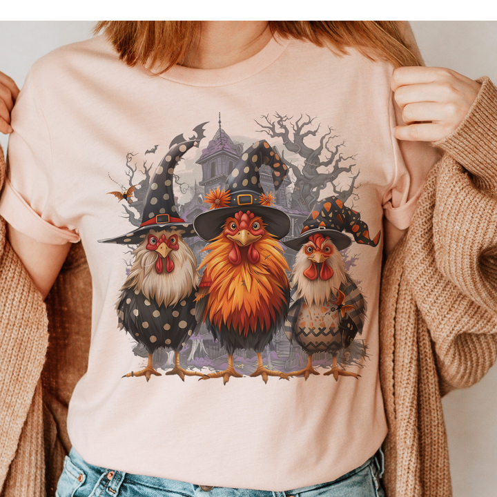 Halloween Chicken Witches Farm Halloween Graphic Tee