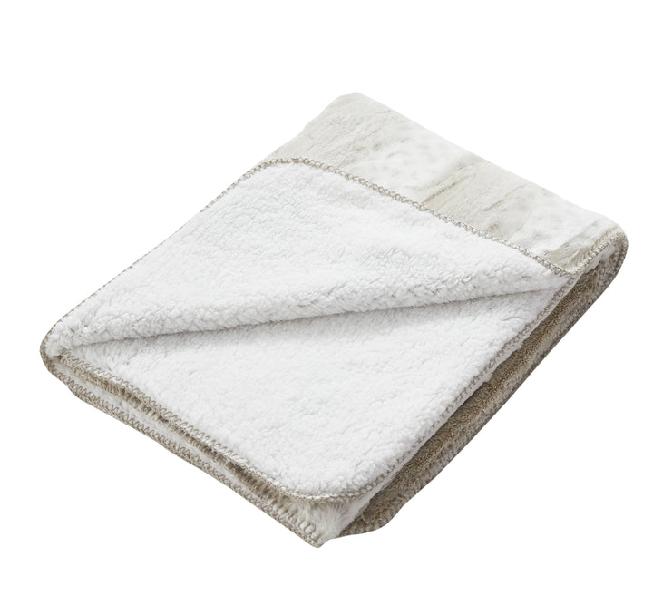 "White Leopard Stripe" Faux Fur Plush Throw Blanket -50"x70"