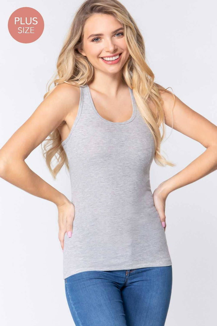 Plus Racer Back Rib Tank Top