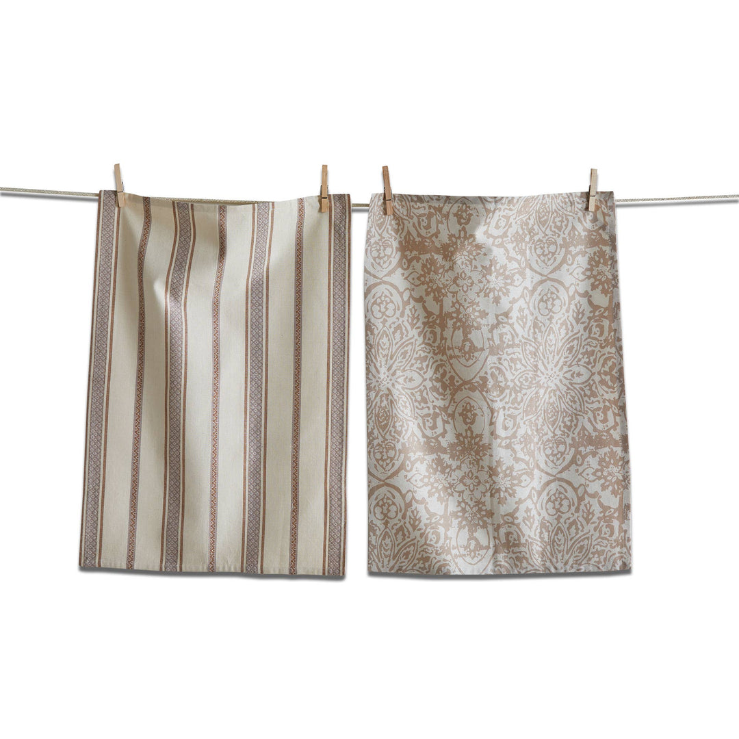 Starflower Dishtowel Set of 2 Multi Cotton Christmas
