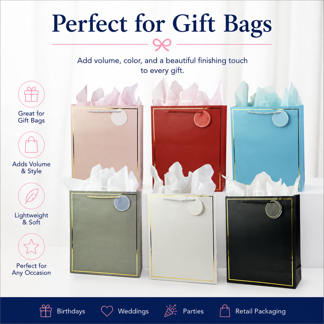Gift Tissue Paper, 20x20in, 10 Sheets, Available in 18 Color