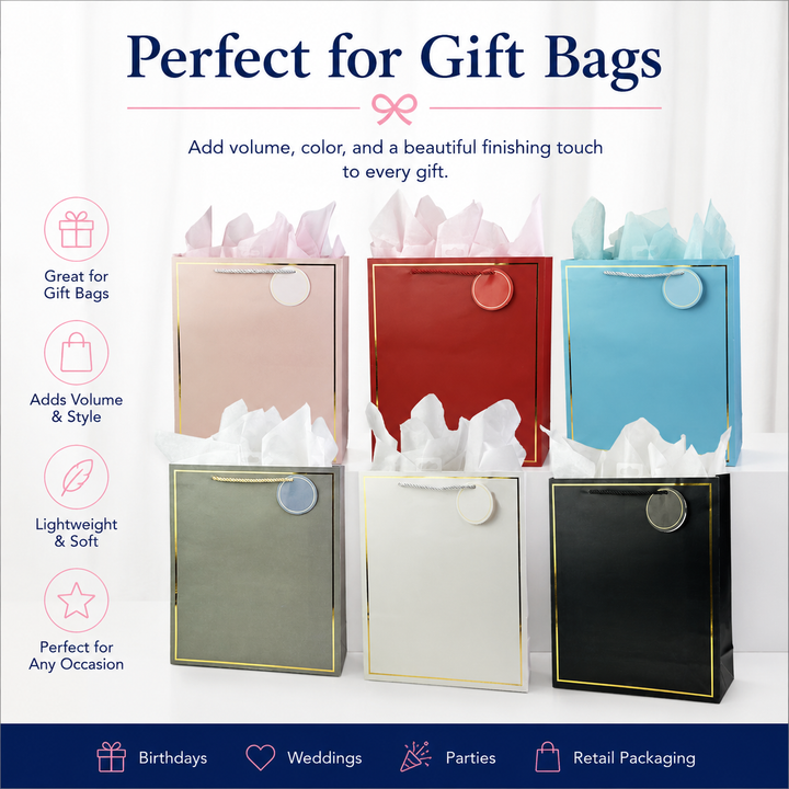 Gift Tissue Paper, 20x20in, 10 Sheets, Available in 18 Color