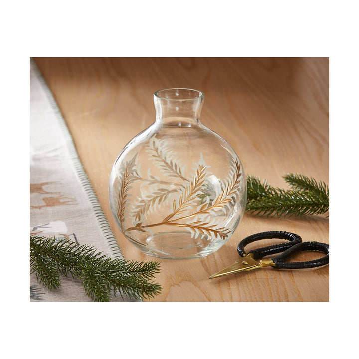 Botanical Etched Glass Vase Clear Christmas