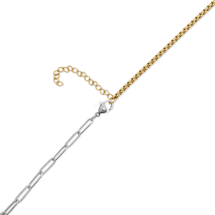 Stainless Steel Mixed Metal Paperclip Carabiner Necklace