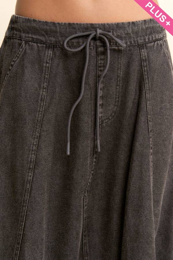 PLUS WASHED DENIM PARACHUTE SKIRT