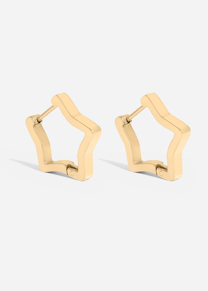 18K Gold PVD Stainless Steel Star Huggie Earrings / ERJ0009