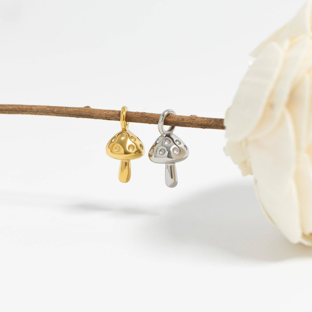 18K Gold PVD Stainless Steel Mushroom Charm