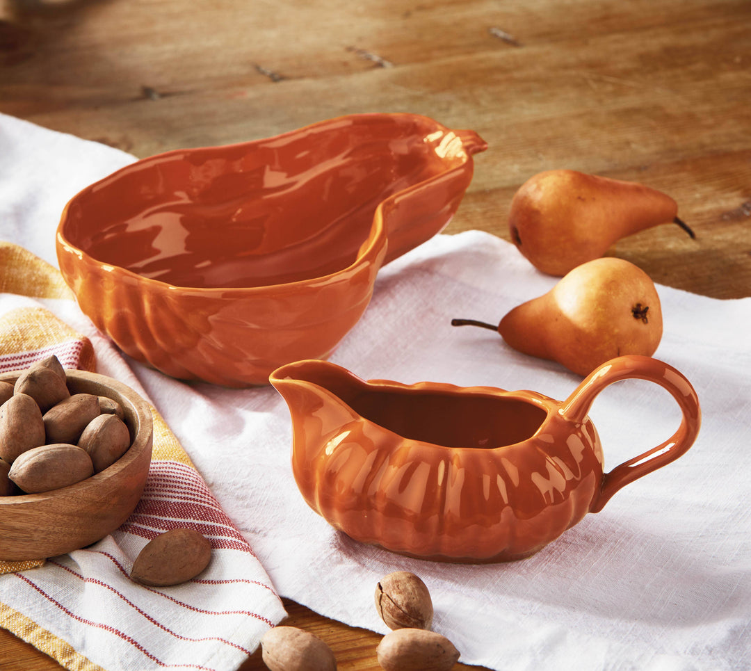 Gourd Bowl Orange Earthenware Fall