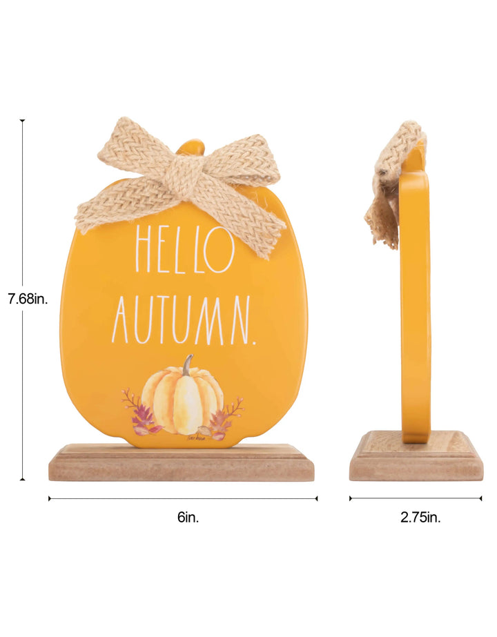 Rae Dunn Orange Freestanding “Hello Autumn” Pumpkin Sign