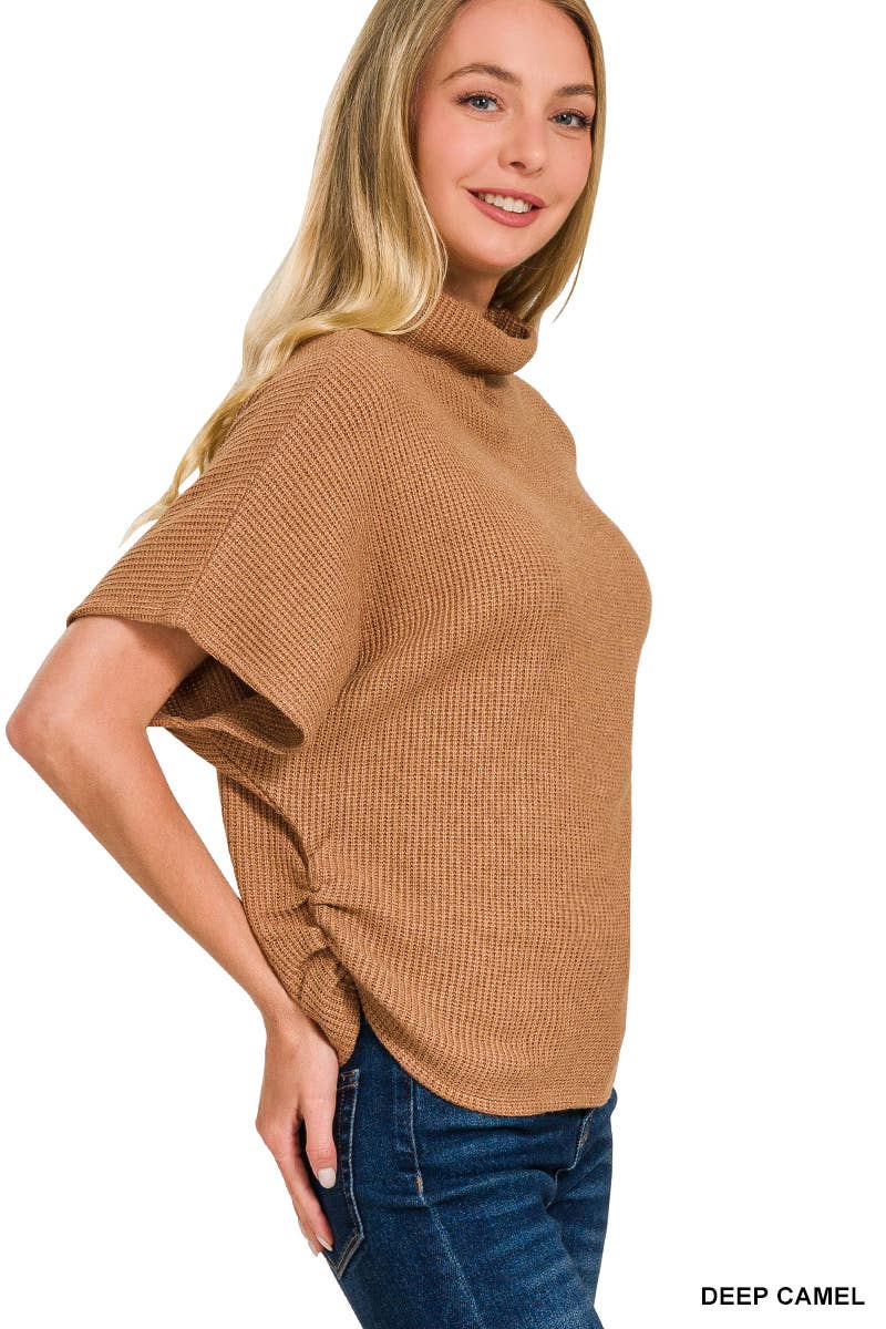 Mock Neck Sweater Side Shirred
